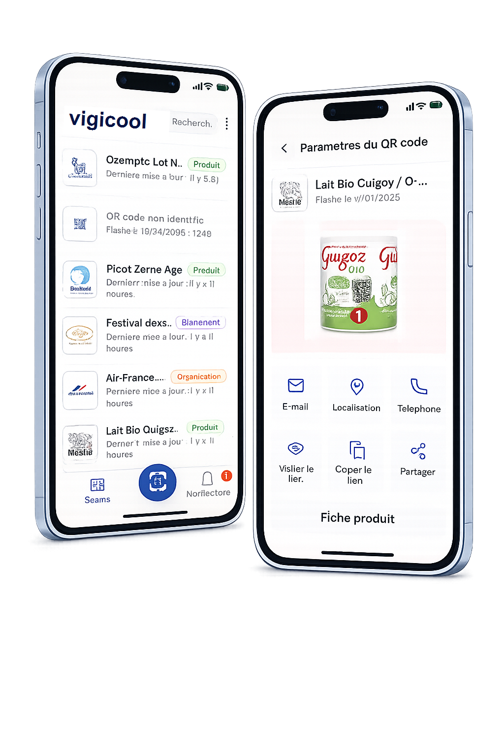 Interface de l'application Vigicool